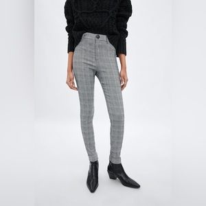 Forever 21 High Waisted Leggings Plaid Grey Size 27